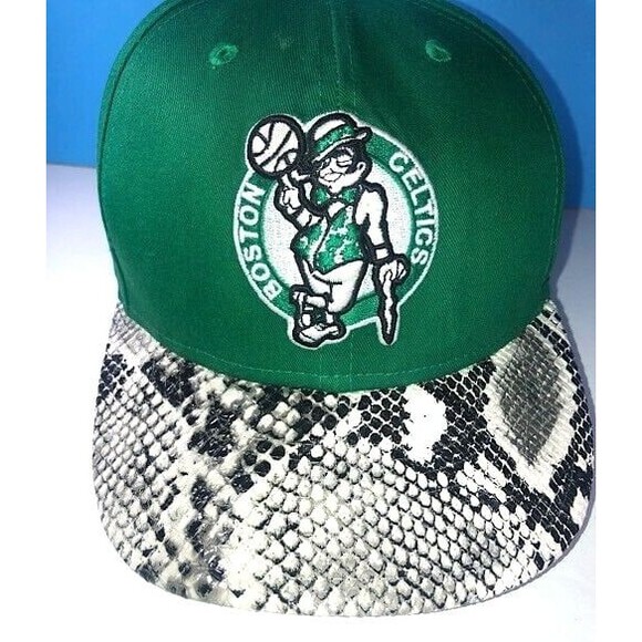 Boston CELTICS Snakeskin brim NBA Hardwood Classic New Era 9Fifty Cap,Adj.Snp bk - Picture 2 of 9